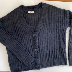 Abercrombie Kids Ribbed Cropped Eyelash Yarn Cardigan Button Sweater Size:15/16